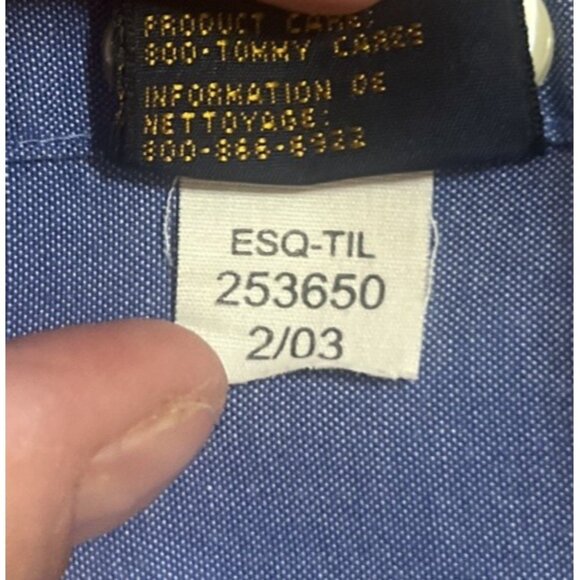 Tommy Hilfiger Dress Shirt Mens Large Blue Long Sleeve Button Up 80s 2 Ply Adult - Picture 9 of 10